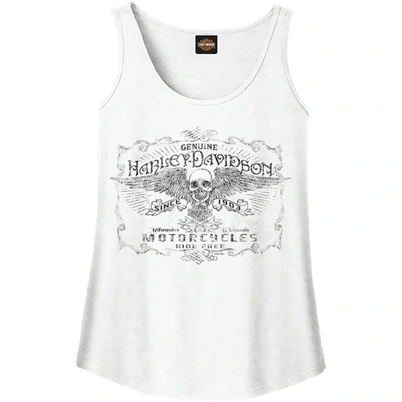 3-Piece Lot - RARE Harley-Davidson Blue Tank Top, Indian, Harley White Tank - Picture 9 of 13